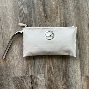 Michael Kors Grey/Gray Large Wristlet, Silver Hardware